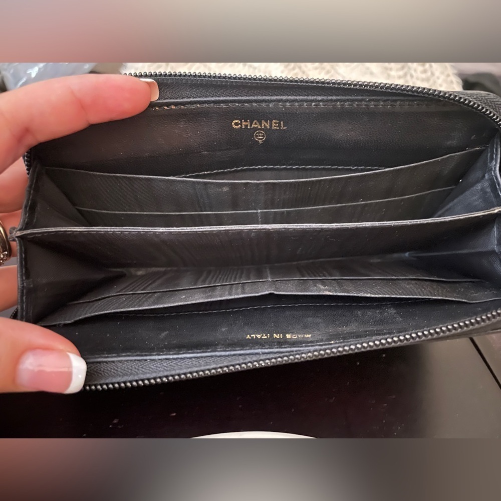 Chanel Black Caviar Leather long zippered wallet with Certificate of Authenticit - Picture 8 of 11